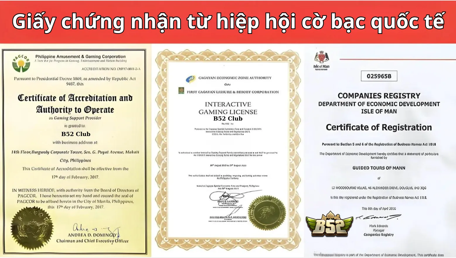 Giấy phép hoạt động hợp pháp của B52